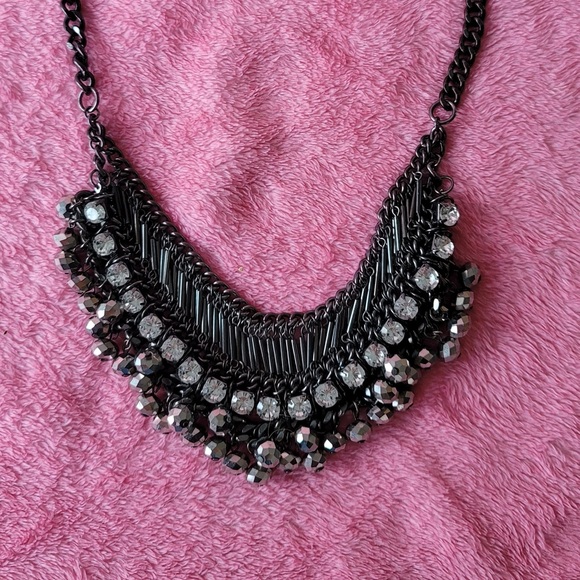 Accessories Bling With Class Silver Tone And Faux Diamond Necklace